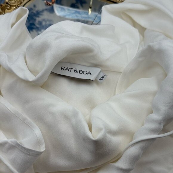 🆕 RAT & BOA 🧿 NWOT Margot Boatneck Long Sleeve Open Back White Maxi, Sz XXS - Picture 15 of 16